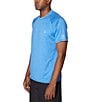 Color:Copen Blue - Image 4 - Standard Fit Short Sleeve Heathered Rashguard Shirt