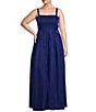 Color:Navy - Image 1 - Square Neck Glitter Ball Gown