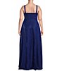 Color:Navy - Image 2 - Square Neck Glitter Ball Gown