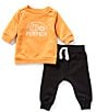 Color:Orange - Image 1 - Starting Baby Boys Newborn-9 Months Long Sleeve Pumpkin Bodysuit & Pants Two Piece Set