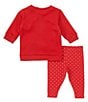 Color:Red - Image 3 - Baby Girls Newborn-24 Months Let it Snow Long Sleeve Top & Stripe Leggings Set