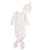 Color:Multi - Image 1 - Baby Girls Preemie-6 Months Long Sleeve Knotted Gown & Hat Set