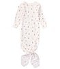 Color:Multi - Image 2 - Baby Girls Preemie-6 Months Long Sleeve Knotted Gown & Hat Set