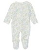 Color:Ivory Floral - Image 2 - Baby Girls Preemie-9 Months Floral Print Long Sleeve Ruffle Footed Coverall & Matching Bow Headband 2-Piece Set