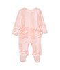 Starting Out Baby Girls Preemie-9 Months Long Sleeve Ruffle Footie Coverall & Matching Bow Headband Set, Color:Pink - Image 2