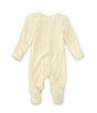 Color:Yellow - Image 2 - Baby Girls Preemie-9 Months Stripe Long Sleeve Ruffle Footed Coverall & Matching Knotted Hat Set