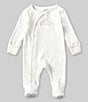 Color:White - Image 1 - Baby Newborn-9 Months Embroidered Bunny Long Sleeve Footed Coverall