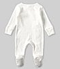 Color:White - Image 2 - Baby Newborn-9 Months Embroidered Bunny Long Sleeve Footed Coverall