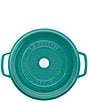 Staub Cast Iron 7 QT Round Cocotte, Color:Turquoise - Image 2