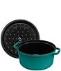 Staub Cast Iron 7 QT Round Cocotte, Color:Turquoise - Image 3