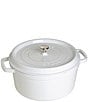 Staub Cast Iron 7 QT Round Cocotte, Color:White - Image 1