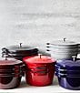 Color:Dark Red - Image 4 - Cast Iron Set 4-Piece Stackable Space-Saving Cookware Set