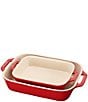 Staub Stoneware 2-Piece Rectangular Baking Dish Set, Color:Cherry - Image 1
