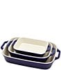 Staub Stoneware 3-Piece Rectangular Baking Dish Set, Color:Dark Blue - Image 1