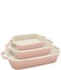 Staub Stoneware 3-Piece Rectangular Baking Dish Set, Color:Pastel Pink - Image 1