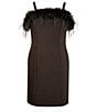 Color:Black - Image 1 - Big Girls 7-16 Sleeveless Faux-Feather-Trimmed A-Line Dress