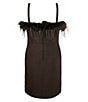 Color:Black - Image 2 - Big Girls 7-16 Sleeveless Faux-Feather-Trimmed A-Line Dress