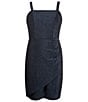 Color:Navy - Image 1 - Big Girls 7-16 Sleeveless Glitter-Knit Overlapping-Skited Sheath Dress