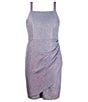 Color:Periwinkle - Image 1 - Big Girls 7-16 Sleeveless Overlapping-Pleated Metallic Sheath Dress