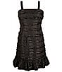 Color:Black - Image 1 - Big Girls 7-16 Striped-Fringe Woven Shift Dress