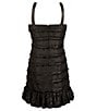 Color:Black - Image 2 - Big Girls 7-16 Striped-Fringe Woven Shift Dress