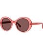 Color:Shiny Transparent Coral - Image 1 - Women's 54mm Transparent Round Sunglasses