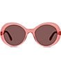 Color:Shiny Transparent Coral - Image 2 - Women's 54mm Transparent Round Sunglasses