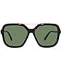 Color:Shiny Dark Havana - Image 2 - Women's S-Wave 58mm Havana Square Sunglasses