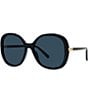 Color:Shiny Black - Image 1 - Women's S-Wave 58mm Round Sunglasses