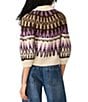 Steve Madden Adley Fair Isle Mock Neck Puff Sleeve Zip Front Sweater - Image 2