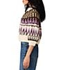 Steve Madden Adley Fair Isle Mock Neck Puff Sleeve Zip Front Sweater - Image 3