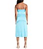 Color:Atlantic Blue - Image 2 - Aimiee Stretch Charmeuse Square Neck Sleeveless Side Slit Midi Slip Dress