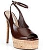 Steve Madden Alaric Leather Ankle Strap Cork Platform Dress Sandals - Image 1