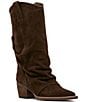 Steve Madden Aldora Suede Cuffed Leather Backstrap Western Boots - Image 1