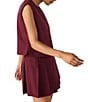 Steve Madden Alessa Coordinating Crewneck Sleeveless Button Front Vest-Style Top, Color:Wine - Image 3