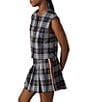 Steve Madden Alessa Plaid Print Crew Neck Sleeveless Button Front Coordinating Top, Color:Brown Plaid - Image 3