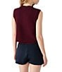 Steve Madden Aliya Crew Neck Sleeveless Button Front Sweater Vest, Color:Wine - Image 2