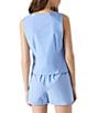 Steve Madden Alizza V-Neck Sleeveless Tie-Front Coordinating Poplin Vest, Color:Aurora Blue - Image 2