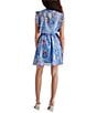 Color:Azure Blue - Image 2 - Alle Floral Print Split V Neck Sleeveless Mini Dress