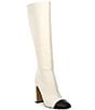 Color:Bone - Image 1 - Ally-C Leather Cap Toe Tall Boots