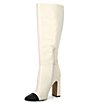 Color:Bone - Image 4 - Ally-C Leather Cap Toe Tall Boots