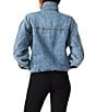 Steve Madden Allyson Funnel Neck Long Sleeve Bubble Hem Denim Jacket - Image 2