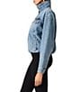 Steve Madden Allyson Funnel Neck Long Sleeve Bubble Hem Denim Jacket - Image 3