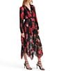 Steve Madden Ari Chiffon Floral Print V-Neck Long Sleeve Maxi Dress, Color:Pink Multi - Image 3