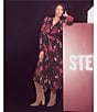 Steve Madden Ari Chiffon Floral Print V-Neck Long Sleeve Maxi Dress, Color:Pink Multi - Image 4