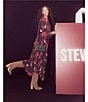 Steve Madden Ari Chiffon Floral Print V-Neck Long Sleeve Maxi Dress, Color:Pink Multi - Image 5