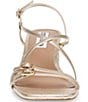 Color:Gold - Image 4 - Arline Leather Strappy Slingback Dress Sandals