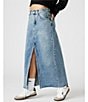 Color:Light Blue - Image 3 - Avani Denim High Rise Front Slit Midi Skirt