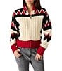 Steve Madden Averia Wool Blend Colorblock High Neck Long Sleeve Sweater Jacket, Color:Multi - Image 1