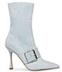 Color:Denim Fabric - Image 2 - Banter Denim Pointed Toe Buckle Booties